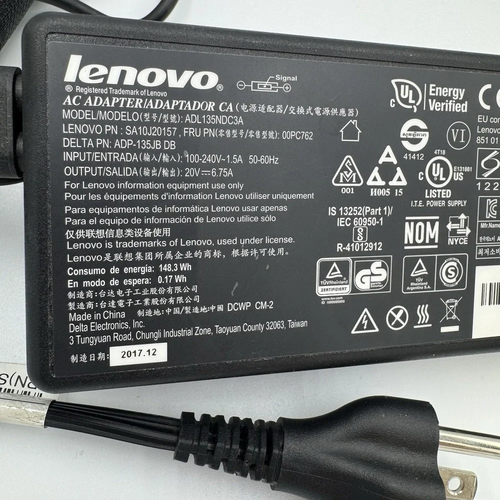 Genuine Lenovo Thinkpad ACAdapter‎ Charger aDL135ND3A
